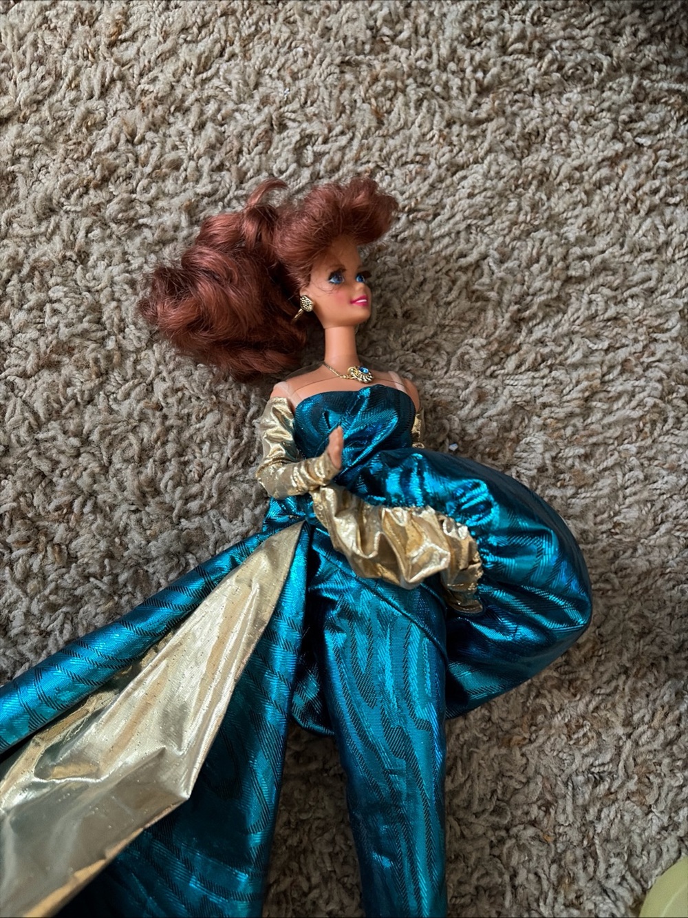 1992 Benefit Ball Barbie Doll Teal and Gold Fashion Doll